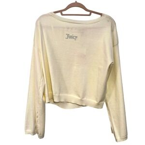 Juicy Couture bling Angel‎ Crewneck sweater soft lightweight stretch. NWT cream